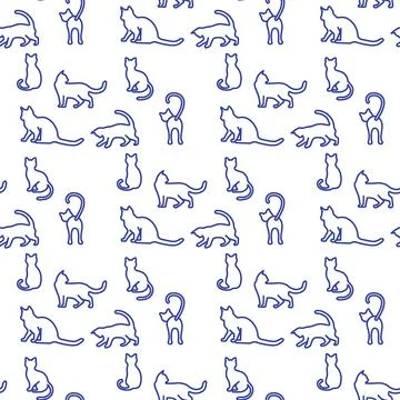 Vector seamless Pattern Cat Animal Pet Kitty イラスト素材