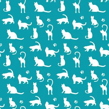 Vector seamless Pattern Cat Animal Pet Kitty Stock Illustration