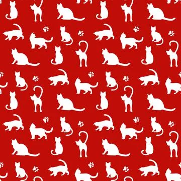 Vector seamless Pattern Cat Animal Pet Kitty Stock Illustration