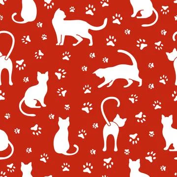 Vector seamless Pattern Cat Animal Pet Kitty Stock Illustration