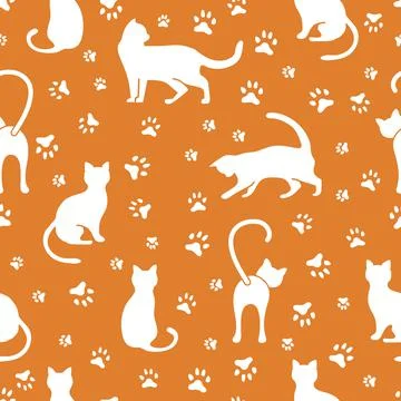 Vector seamless Pattern Cat Animal Pet Kitty Stock Illustration