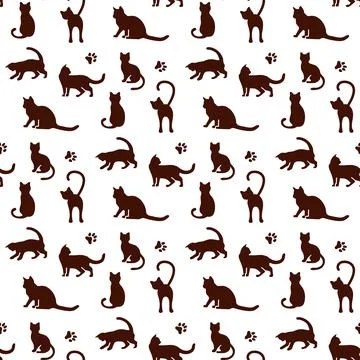 Vector seamless Pattern Cat Animal Pet Kitty Stock Illustration