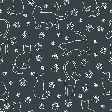 Vector seamless Pattern Cat Animal Pet Kitty Illustrazione stock