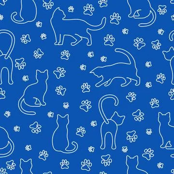 Vector seamless Pattern Cat Animal Pet Kitty Stock Illustration