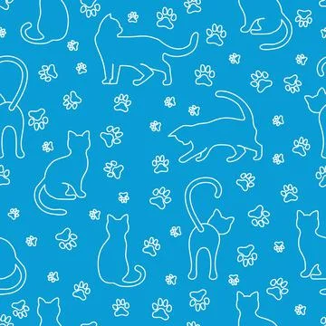 Vector seamless Pattern Cat Animal Pet Kitty Illustrazione stock