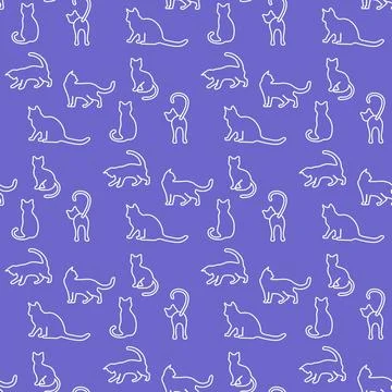 Vector seamless Pattern Cat Animal Pet Kitty Stock Illustration