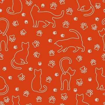 Vector seamless Pattern Cat Animal Pet Kitty Illustrazione stock