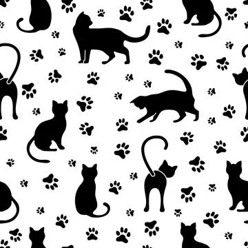 Vector seamless Pattern Cat Animal Pet Kitty Illustrazione stock