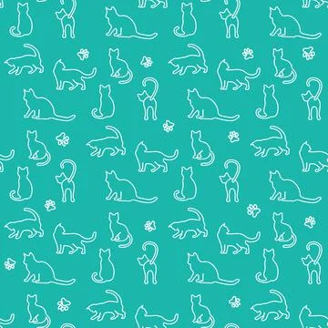 Vector seamless Pattern Cat Animal Pet Kitty Stockillustratie