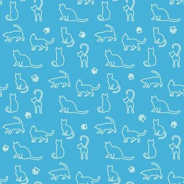 Vector seamless Pattern Cat Animal Pet Kitty Stock Illustration
