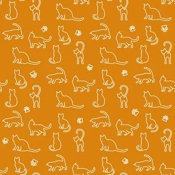 Vector seamless Pattern Cat Animal Pet Kitty Stock Illustration