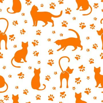 Vector seamless Pattern Cat Animal Pet Kitty イラスト素材