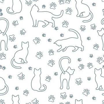 Vector seamless Pattern Cat Animal Pet Kitty Stock Illustration