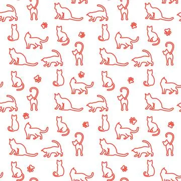 Vector seamless Pattern Cat Animal Pet Kitty Illustrazione stock