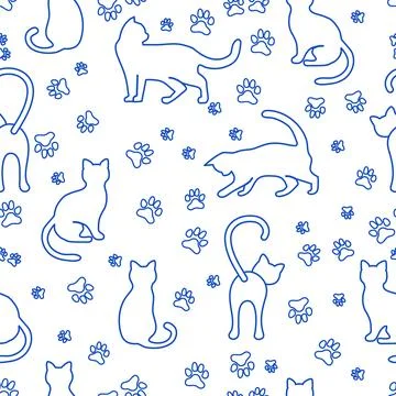 Vector seamless Pattern Cat Animal Pet Kitty Illustrazione stock