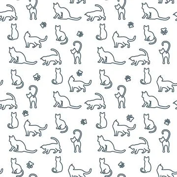 Vector seamless Pattern Cat Animal Pet Kitty Stockillustratie
