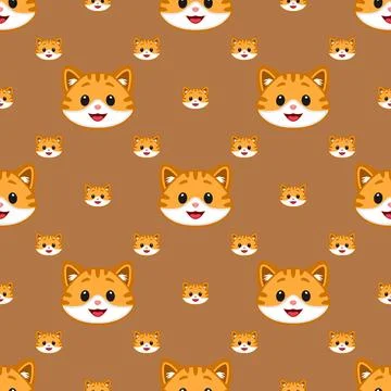 Vector seamless pattern of a cat Stock Illustration