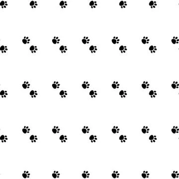 Vector seamless pattern with cat paw dog paw. Black and white background 스톡 일러스트