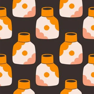 Vector seamless pattern of ceramic vase with abstract design. Cartoon Stock Illustration