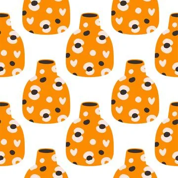 Vector seamless pattern of ceramic vase with abstract design. Cartoon Stock Illustration