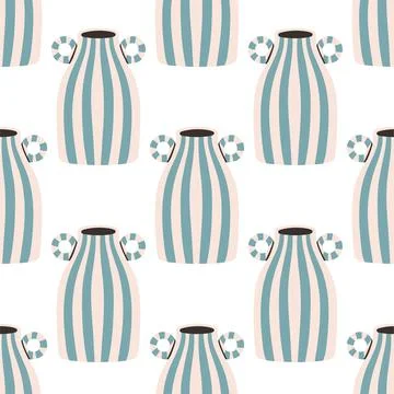 Vector seamless pattern of ceramic vase with abstract design. Cartoon Stock Illustration