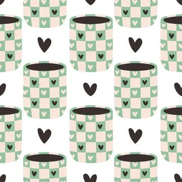 Vector seamless pattern of ceramic vase with abstract design. Cartoon Stock Illustration