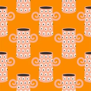 Vector seamless pattern of ceramic vase with abstract design. Cartoon Stock Illustration