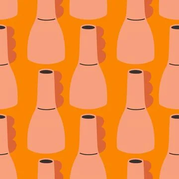 Vector seamless pattern of ceramic vase with abstract design. Cartoon Stock Illustration