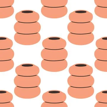 Vector seamless pattern of ceramic vase with abstract design. Cartoon Stock Illustration