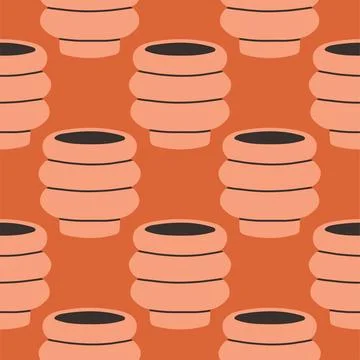 Vector seamless pattern of ceramic vase with abstract design. Cartoon Illustrazione stock