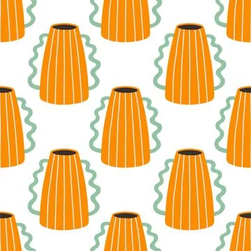 Vector seamless pattern of ceramic vase with abstract design. Cartoon Stock Illustration