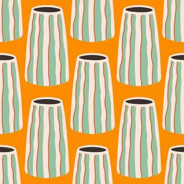Vector seamless pattern of ceramic vase with abstract design. Cartoon Stock Illustration