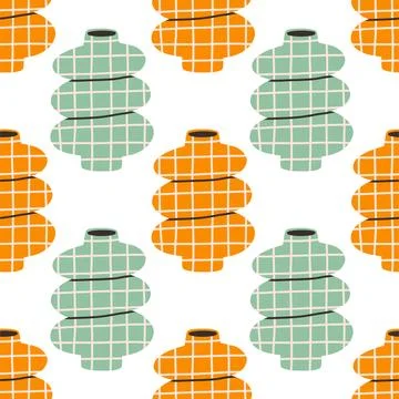 Vector seamless pattern of ceramic vase with abstract design. Cartoon Stock Illustration
