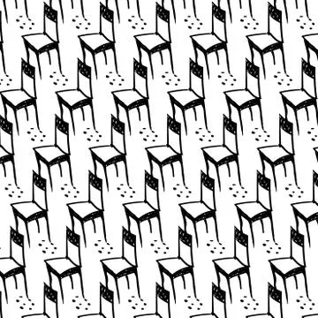 Vector seamless pattern with chair Stock Illustration