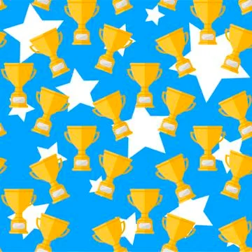 Vector seamless pattern with Champion cup Stock Illustration