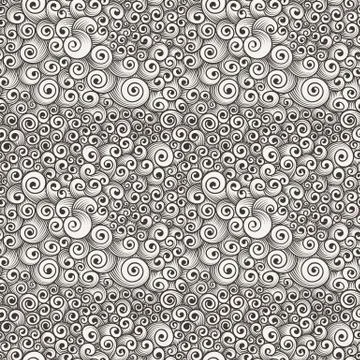 Vector seamless pattern of chaotic curls Stock Illustration