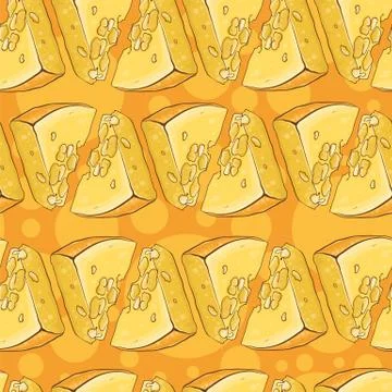Vector seamless pattern with cheese Stock Illustration