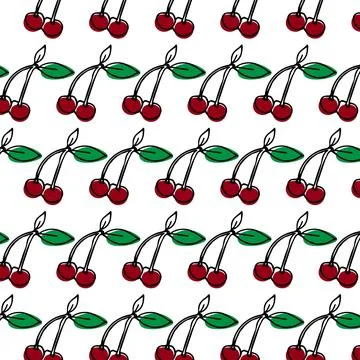 Vector seamless pattern with cherries Stock Illustration