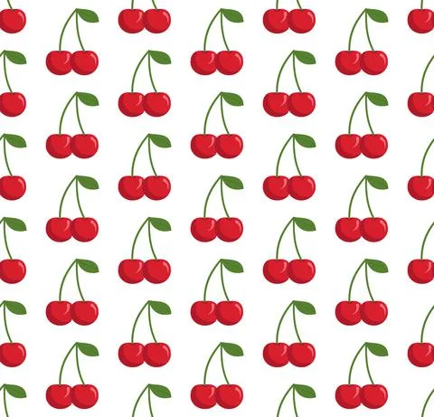 Vector seamless pattern in cherries on a white background Illustrazione stock