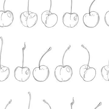 Vector  seamless pattern with cherry Stock Illustration