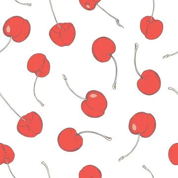 Vector  seamless pattern with cherry Stock Illustration