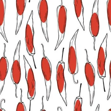 Vector seamless pattern with chili peppers Stock Illustration