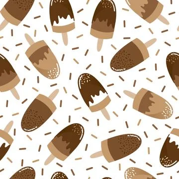 Vector Seamless pattern chocolate ice cream bars Stock Illustration