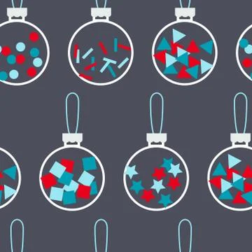 Vector  seamless pattern with  Christmas balls. Stock Illustration