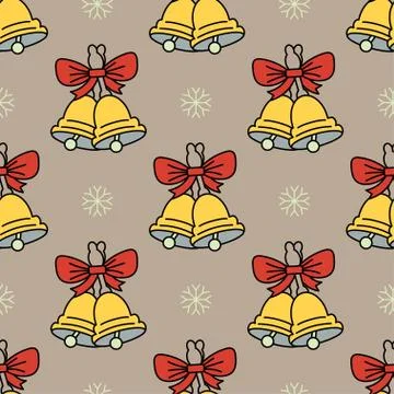 Vector seamless pattern with Christmas bells Stock Illustration