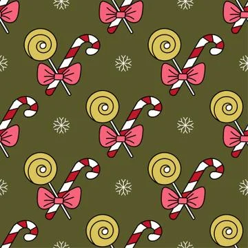 Vector seamless pattern with Christmas candy canes Illustrazione stock