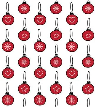 Vector seamless pattern of Christmas decor balls Stock Illustration
