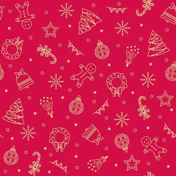 Vector seamless pattern with Christmas elements. Christmas and New year decor Illustrazione stock