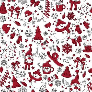 Vector seamless pattern with christmas elements. Winter holiday decorations イラスト素材