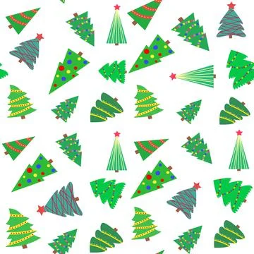 Vector seamless pattern of Christmas items. Winter forest, pine trees are Stock Illustration
